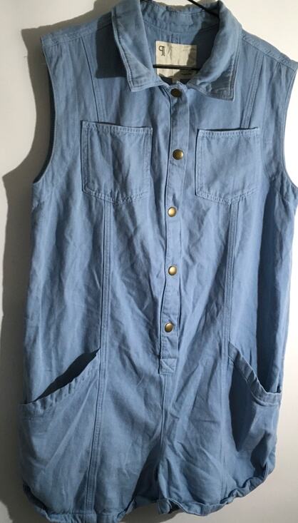 Pilcro Pants - Pilcro Women's Size Medium Blue Sleeveless Collared One Piece Shorts Romper